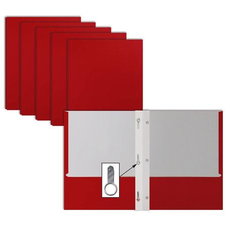 BETTER OFFICE PRODUCTS 2 Pocket Paper Folders Portfolio W/Prongs, Matte Texture, Letter Size, Red, 50PK 84213